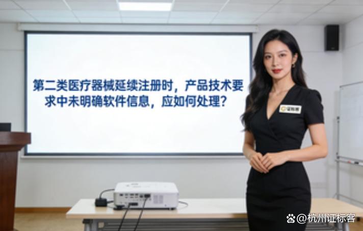 第二类医疗器械延续注册时,产品技术要求中未明确软件信息,应如何处理